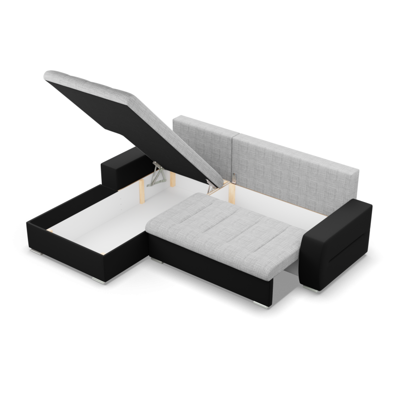 Кутовий диван Aurora, Сторона - ЛІВА, Колір - СІРИЙ + ЧОРНИЙ