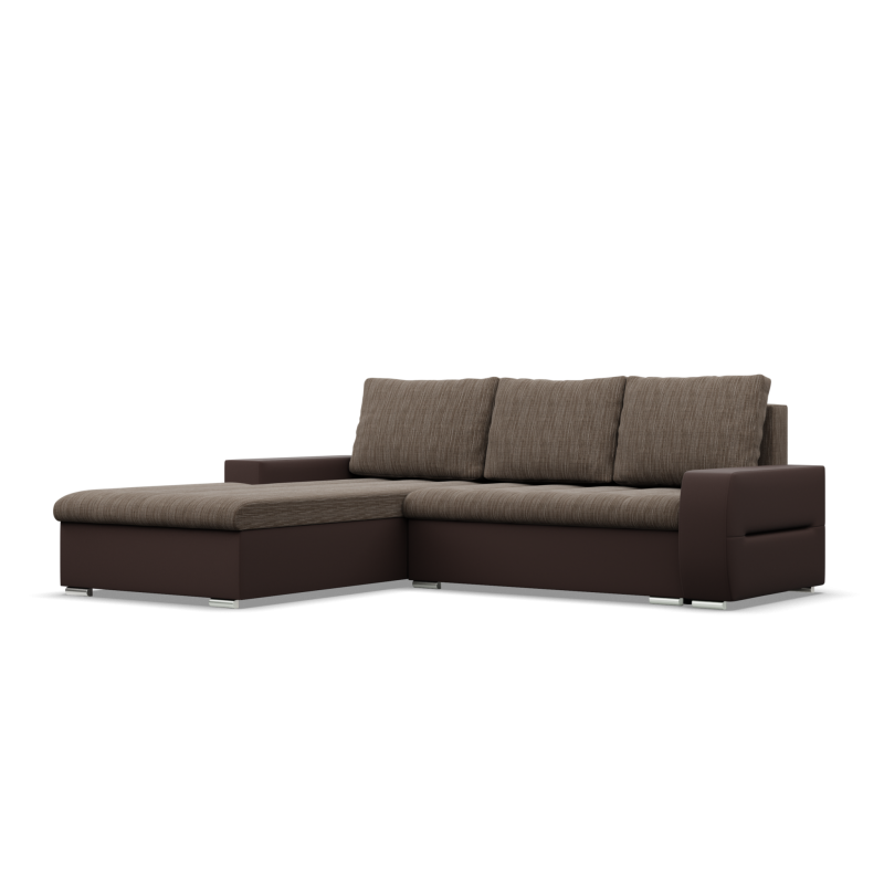 Ecksofa Aurora, Seite - LINKS, Farbe - BRAUN + CAPPUCCINO