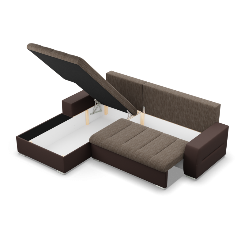 Aurora Corner Sofa, Side - LEFT, Color - BROWN + CAPPUCCINO