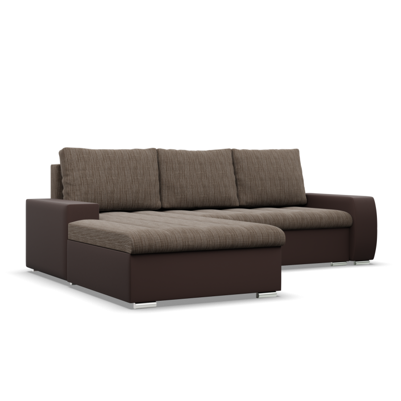 Ecksofa Aurora, Seite - LINKS, Farbe - BRAUN + CAPPUCCINO