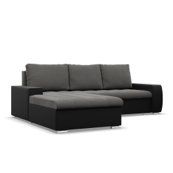 Ecksofa Aurora, Seite - LINKS, Farbe - DUNKELGRAU + SCHWARZ