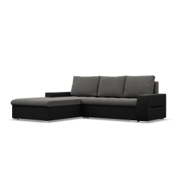 Ecksofa Aurora, Seite - LINKS, Farbe - DUNKELGRAU + SCHWARZ