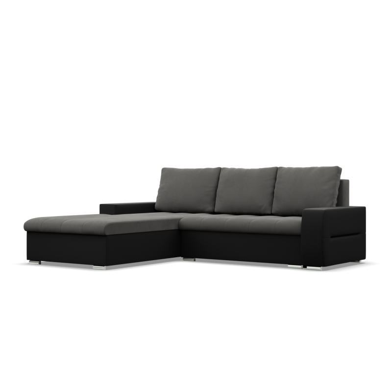 Aurora Corner Sofa, Side - LEFT, Color - DARK GRAY + BLACK