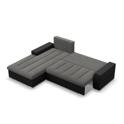 Ecksofa Aurora, Seite - LINKS, Farbe - DUNKELGRAU + SCHWARZ