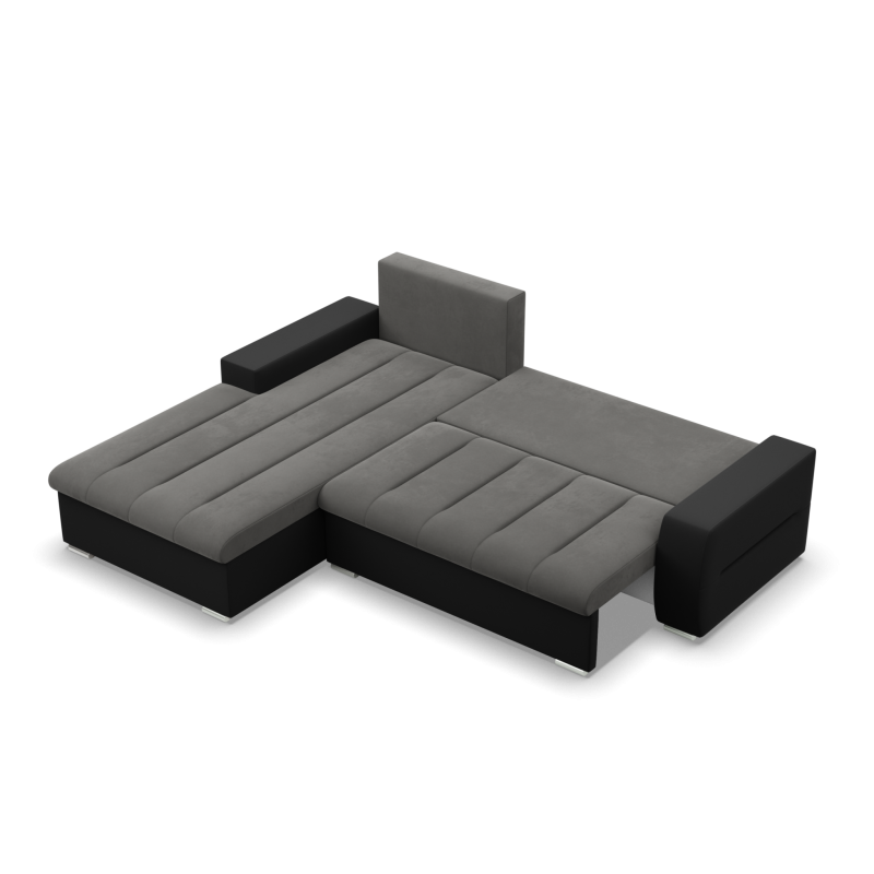 Aurora Corner Sofa, Side - LEFT, Color - DARK GRAY + BLACK