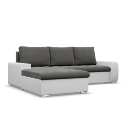 Ecksofa Aurora, Seite - LINKS, Farbe - DUNKELGRAU + WEISS