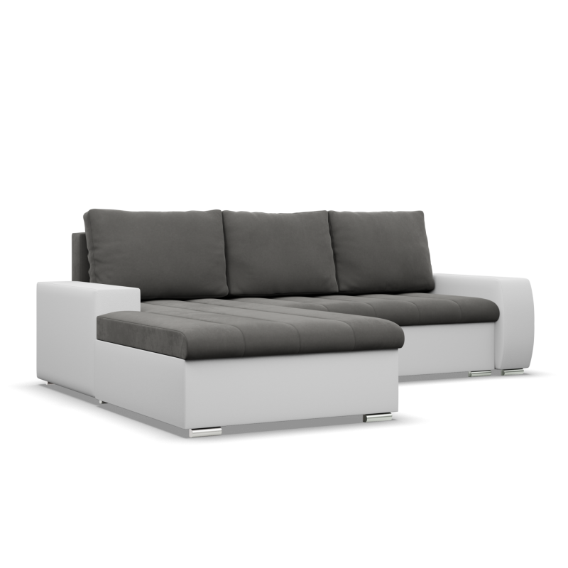 Aurora Corner Sofa, Side - LEFT, Color - DARK GRAY + WHITE