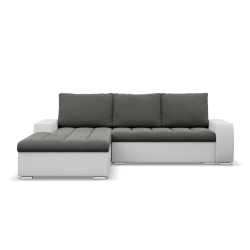 Ecksofa Aurora, Seite - LINKS, Farbe - DUNKELGRAU + WEISS
