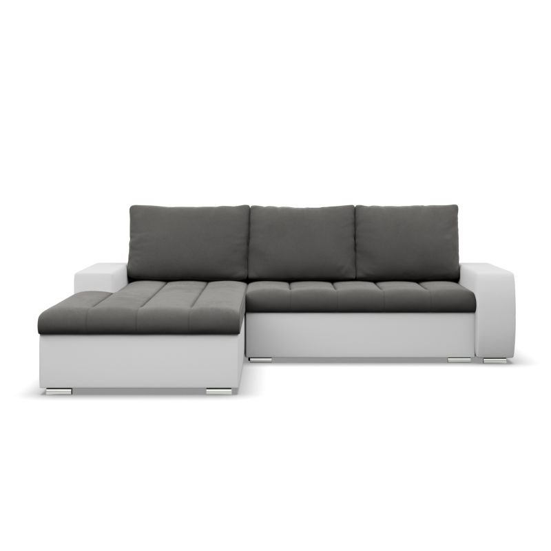 Ecksofa Aurora, Seite - LINKS, Farbe - DUNKELGRAU + WEISS
