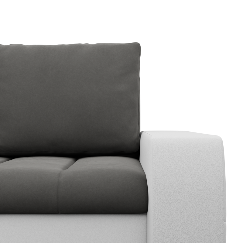 Ecksofa Aurora, Seite - LINKS, Farbe - DUNKELGRAU + WEISS