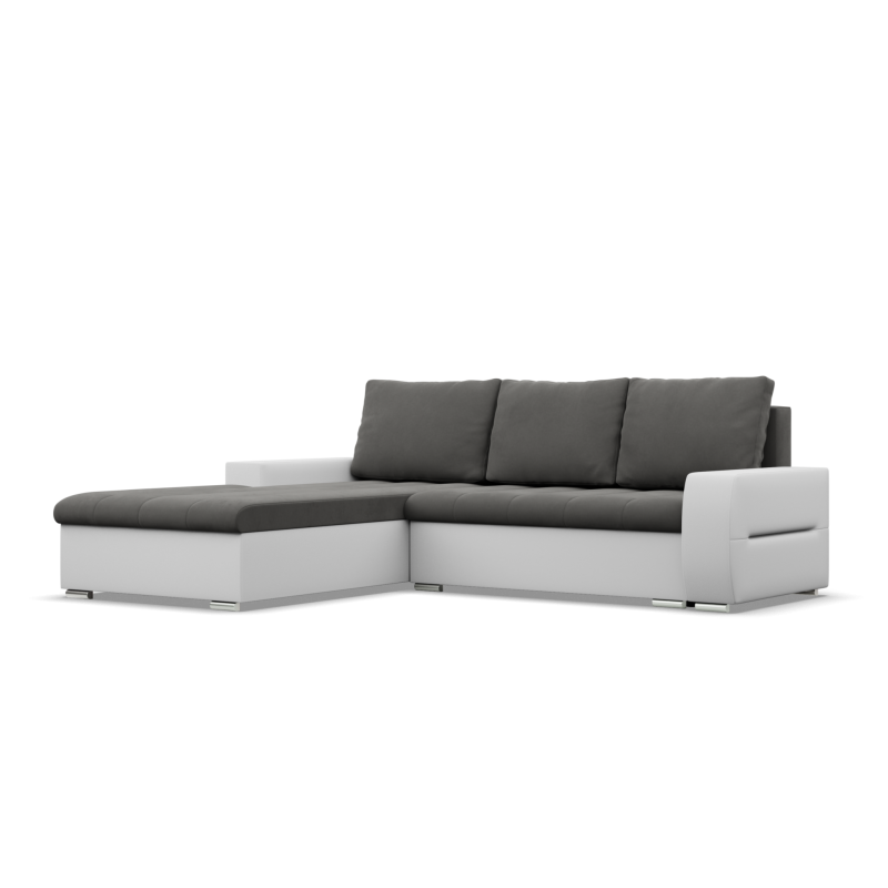 Aurora Corner Sofa, Side - LEFT, Color - DARK GRAY + WHITE