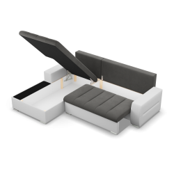 Narożnik Aurora , Strona - LEWA, Kolor - CIEMNY SZARY + BIAŁY
