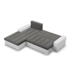 Aurora Corner Sofa, Side - LEFT, Color - DARK GRAY + WHITE