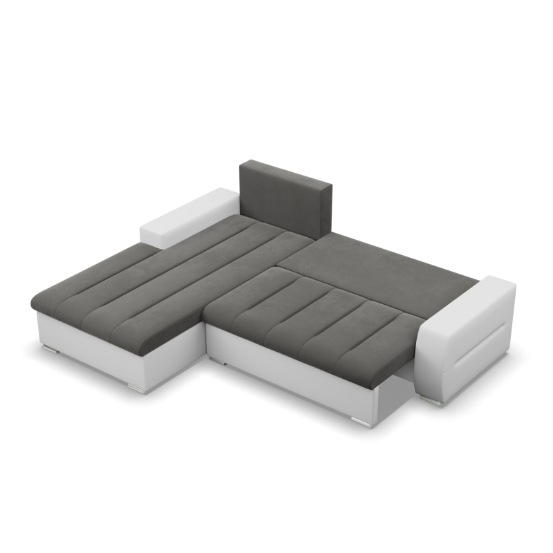 Ecksofa Aurora, Seite - LINKS, Farbe - DUNKELGRAU + WEISS
