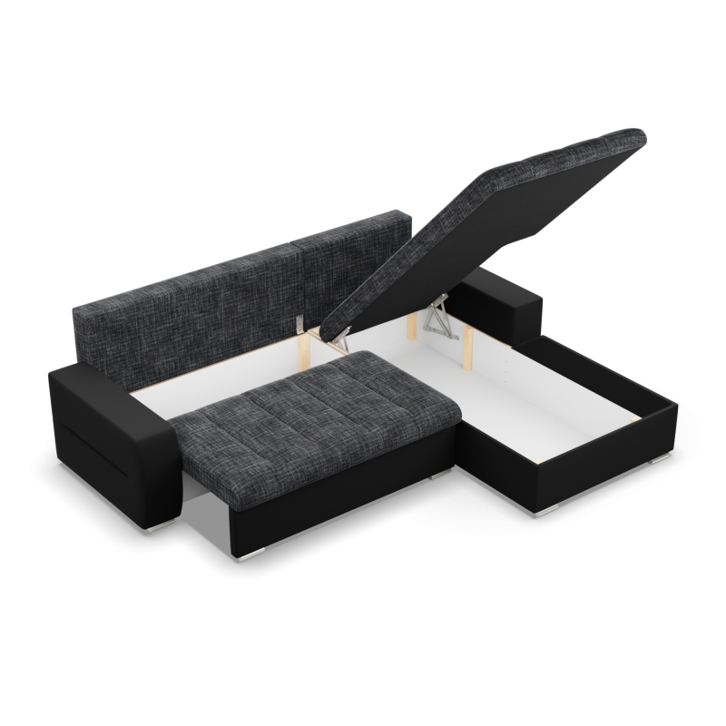 Aurora Corner Sofa, Side - RIGHT, Color - GRAY + BLACK