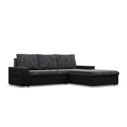 Ecksofa Aurora, Seite - RECHTS, Farbe - GRAU + SCHWARZ