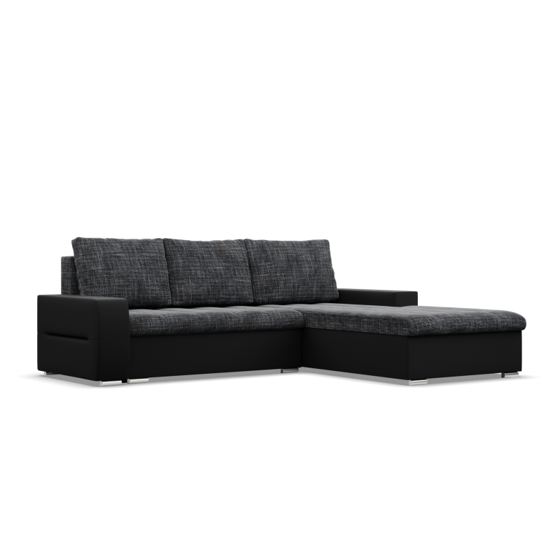Ecksofa Aurora, Seite - RECHTS, Farbe - GRAU + SCHWARZ