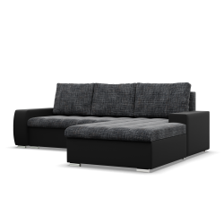 Ecksofa Aurora, Seite - RECHTS, Farbe - GRAU + SCHWARZ