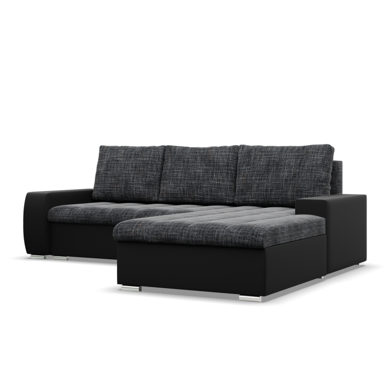 Кутовий диван Aurora, Сторона - ПРАВА, Колір - ПОПІЛ + ЧОРНИЙ