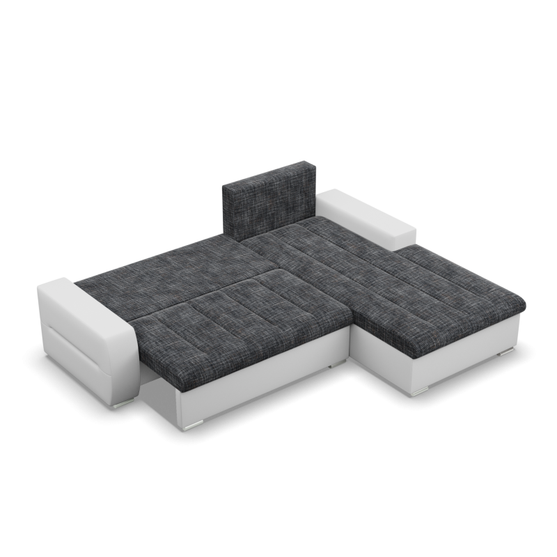 Ecksofa Aurora, Seite - RECHTS, Farbe - GRAU + WEISS