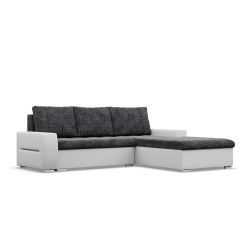 Ecksofa Aurora, Seite - RECHTS, Farbe - GRAU + WEISS