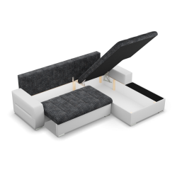 Ecksofa Aurora, Seite - RECHTS, Farbe - GRAU + WEISS