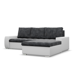 Ecksofa Aurora, Seite - RECHTS, Farbe - GRAU + WEISS