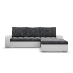 Ecksofa Aurora, Seite - RECHTS, Farbe - GRAU + WEISS