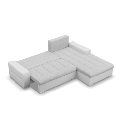Ecksofa Aurora, Seite - RECHTS, Farbe - GRAU + WEISS