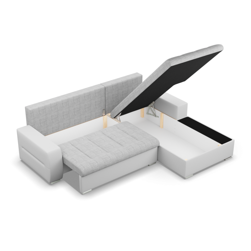 Aurora Corner Sofa, Side - RIGHT, Color - GRAY + WHITE