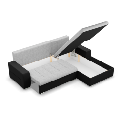 Aurora Corner Sofa, Side - RIGHT, Color - GRAY + BLACK