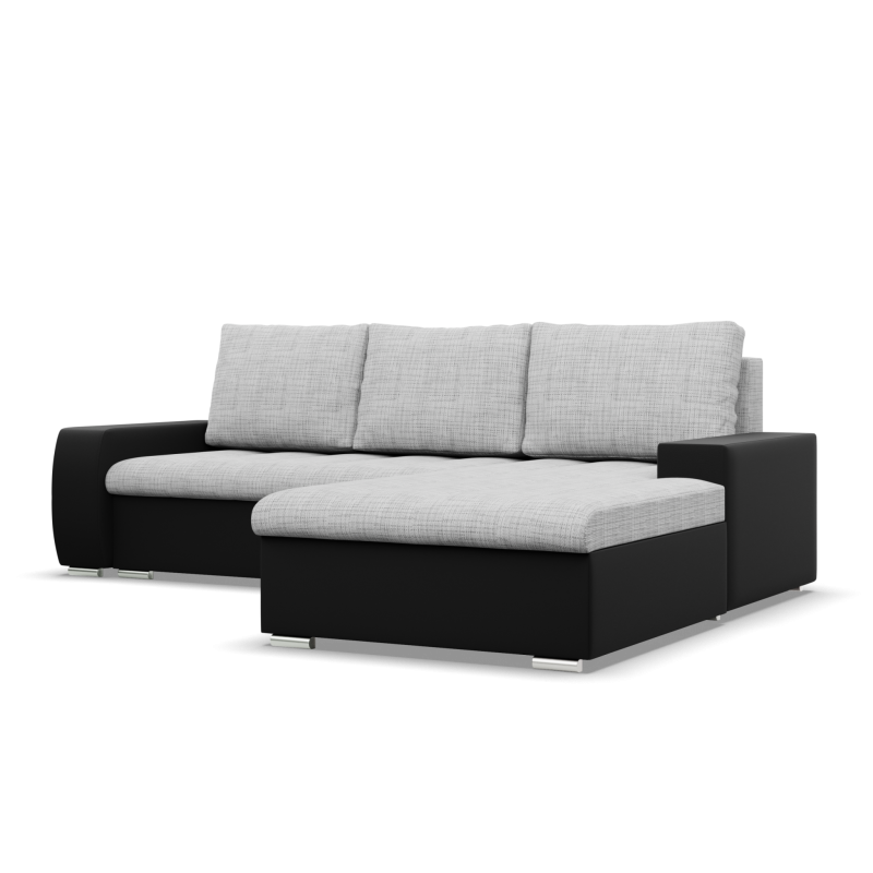 Ecksofa Aurora, Seite - RECHTS, Farbe - GRAU + SCHWARZ