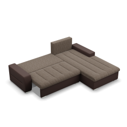 Ecksofa Aurora, Seite - RECHTS, Farbe - BRAUN + CAPPUCCINO