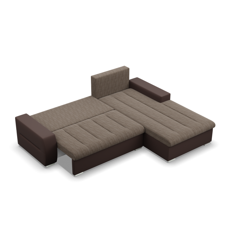 Ecksofa Aurora, Seite - RECHTS, Farbe - BRAUN + CAPPUCCINO