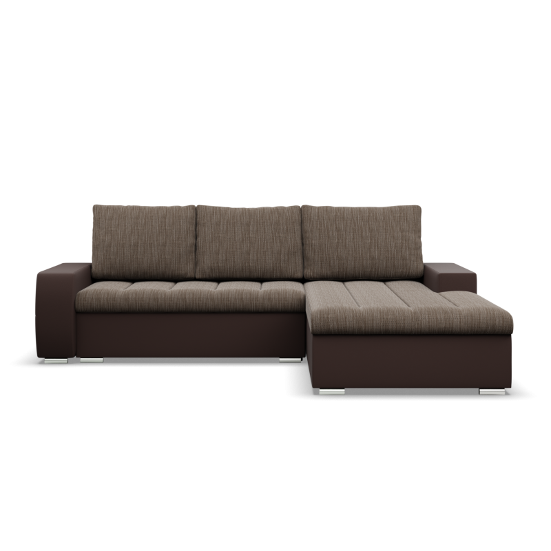 Ecksofa Aurora, Seite - RECHTS, Farbe - BRAUN + CAPPUCCINO
