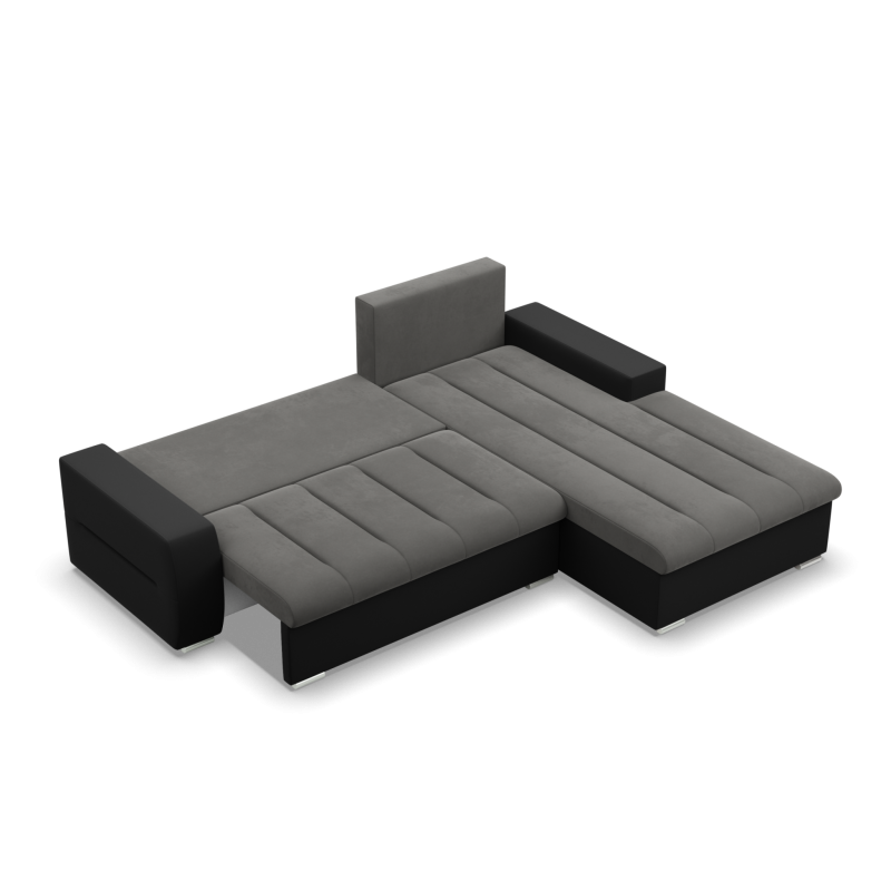 Ecksofa Aurora, Seite - RECHTS, Farbe - DUNKELGRAU + SCHWARZ