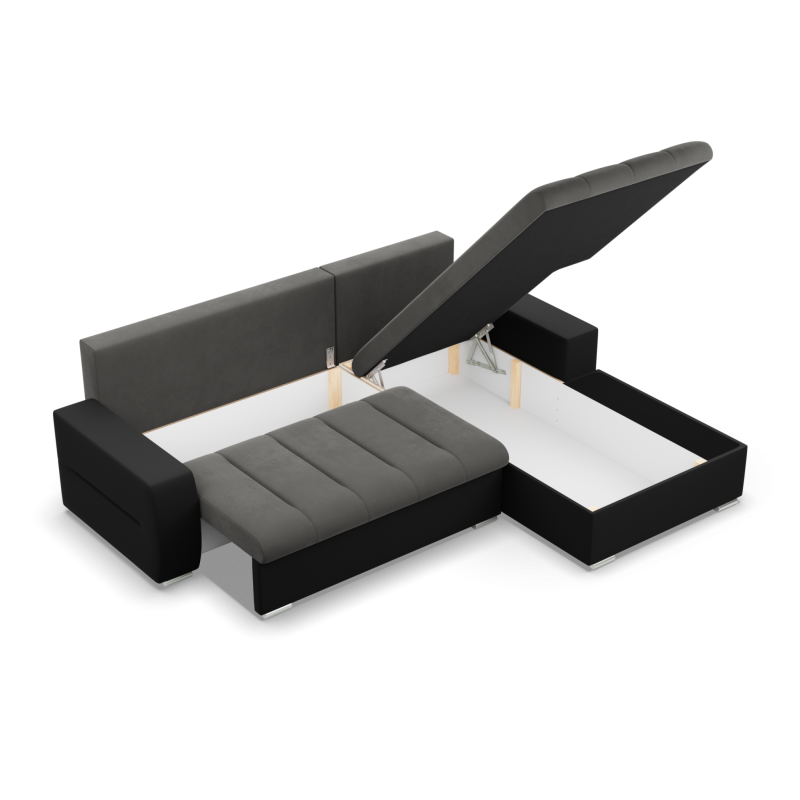 Narożnik Aurora , Strona - PRAWA, Kolor - CIEMNY SZARY + CZARNY