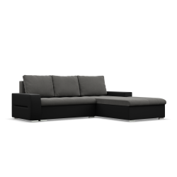 Ecksofa Aurora, Seite - RECHTS, Farbe - DUNKELGRAU + SCHWARZ