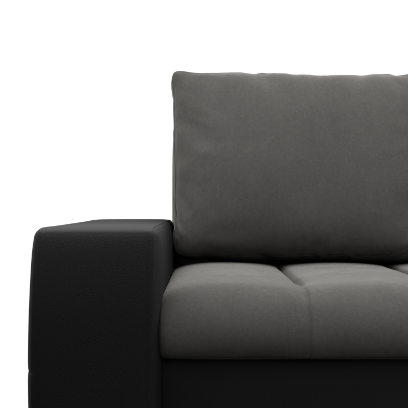 Ecksofa Aurora, Seite - RECHTS, Farbe - DUNKELGRAU + SCHWARZ