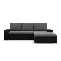 Ecksofa Aurora, Seite - RECHTS, Farbe - DUNKELGRAU + SCHWARZ