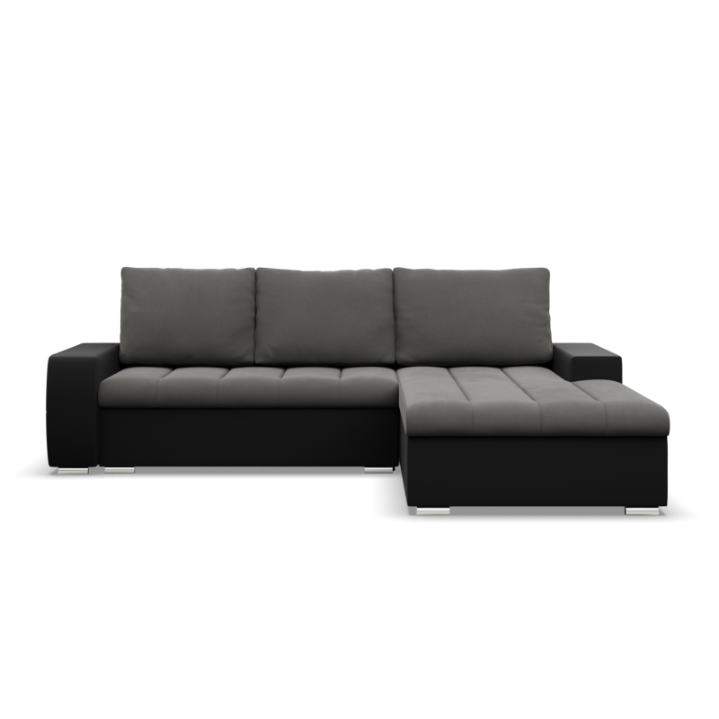 Ecksofa Aurora, Seite - RECHTS, Farbe - DUNKELGRAU + SCHWARZ