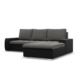 Ecksofa Aurora, Seite - RECHTS, Farbe - DUNKELGRAU + SCHWARZ