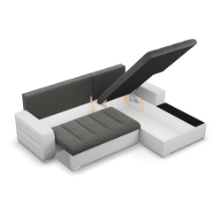 Aurora Corner Sofa, Side - RIGHT, Color - DARK GRAY + WHITE