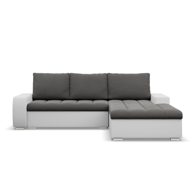 Ecksofa Aurora, Seite - RECHTS, Farbe - DUNKELGRAU + WEISS