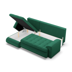 FORESTA LL Kronos Corner Sofa, Side - LEFT, Color - BOTTLE GREEN