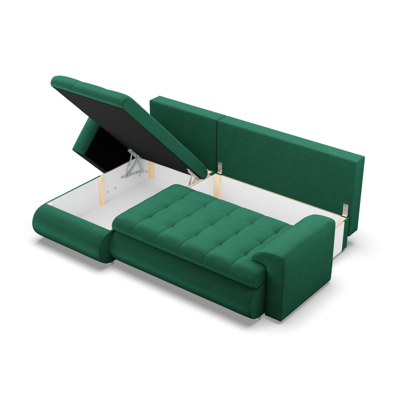 FORESTA LL Kronos Corner Sofa, Side - LEFT, Color - BOTTLE GREEN