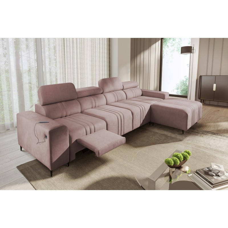 Esquinero Verona XII Mix con función de cama de terciopelo, Vena 10 - elegancia y comodidad en un solo mueble