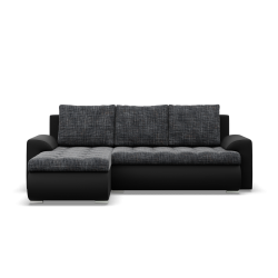 Ecksofa FORESTA LL, Seite - LINKS, Farbe - GRAU + SCHWARZ