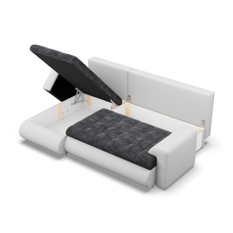 FORESTA LL Ecksofa, Seite - LINKS, Farbe - GRAU + WEISS