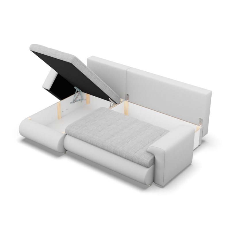 FORESTA LL Corner Sofa, Side - LEFT, Color - GRAY + WHITE